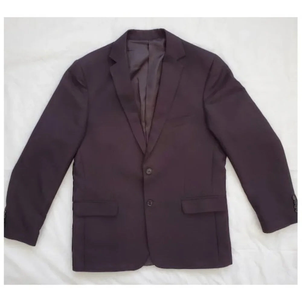 Premium Black Virgin Wool Sport Coat Two-Button Dual-Vent Suit Jacket Sz 42
